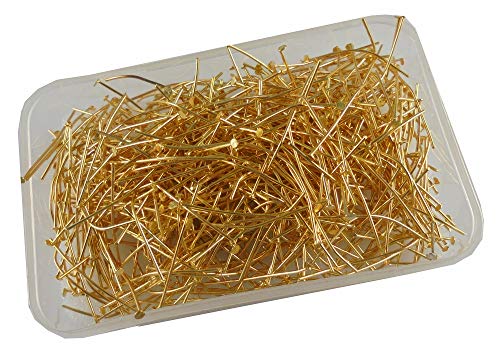 Image of eshoppee 100 gm Golden Gold Color 33 mm Metal keel headpin Head pins Jewellery Making Material Fitting Kit Art and Craft kitt kit