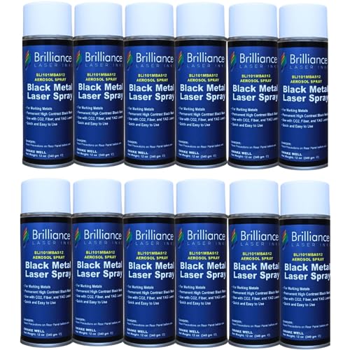 Paquete de 12 – BLI101-12 oz – Tinta láser en aerosol negro para marcar metales, láser de CO2, láser de fibra – YAG, duradero, permanente, alto contraste, tintas láser brillante