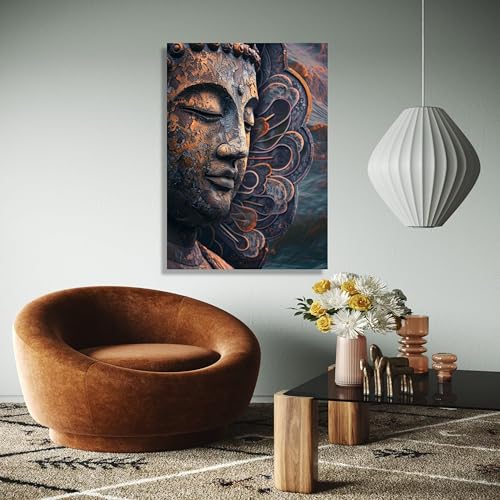 Art mural spirituel visage de Bouddha decoration interieure - 3
