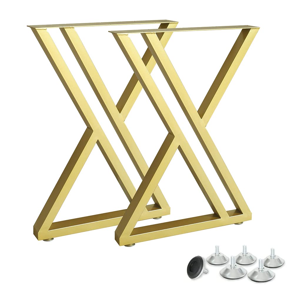 Metal Industrial Gold Dining Modern Table Legs 28 inch Desk Legs Base Cast Iron Welding Wrought Iron Coffee Table Bench Legs Night Stand Office Table Triangle Shape Black DIY 28" H x19.7W (2 pcs)