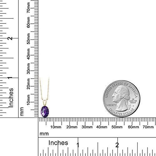 Gem Stone King 0.75 Ct Oval Checkerboard Purple Amethyst 14K Yellow Gold Pendant - Image 4