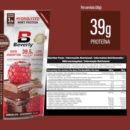 Beverly-ZERO-DELICATESSE-1-Kg-Proteina-Hidrolizada-Whey-85-Con-Digezyme-y-Tolerase-Mezclador-Gratis-Masa-muscular-y-fuerza-CHOCOLATE-FRAMBUESA