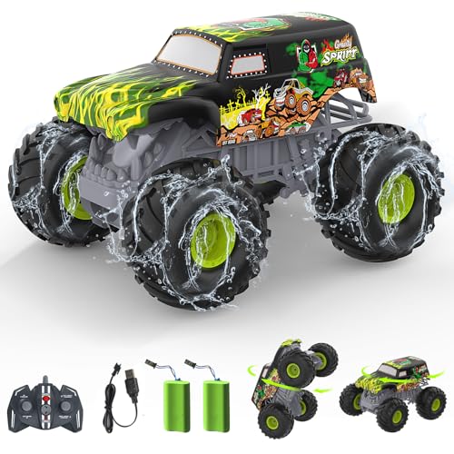 Carro Telecomandado Infantil Anfíbio Brinquedo: Carro Telecomandado 4WD Veículo todo-o-terreno com luz Todo Terreno RC Crawler Caminhão para crianças de 4-10 anos, crianças e adultos, presentes de