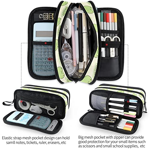 Image of Fustylead Cute Frog Big Capacity Pencil Pen Case, Multi-Purpose Makeup Bag Organizer Storage Pouch for Office College School Hiking Travel
