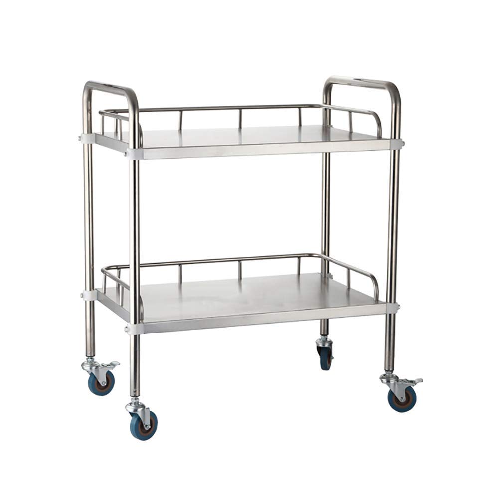 Ruchome Trolleys Stojak Do Przechowywania Wózek Medyczny Wózek Medyczny 2 -Poziomowy Salon Beauty Salon Rolling Tolley, Szpital/Klinika Dentystyczna Sprzęt Medyczny, Uniwersalne Koło Hamulcowe,