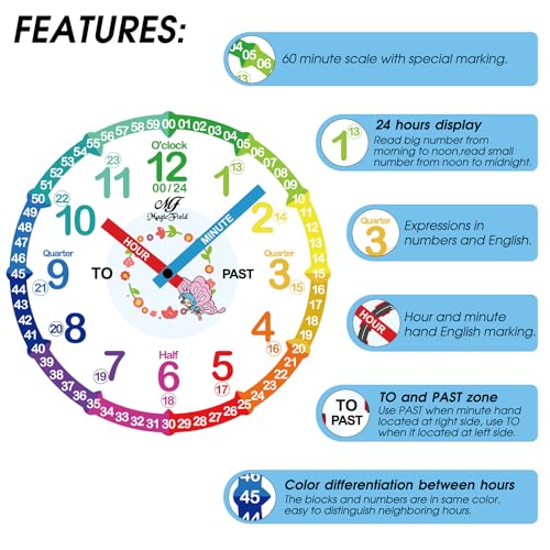 Image of ManChDa Kids Watch for Girls Analog Watch Childrens Toddler Watch for Kid 8-12 Tell Time Watch Easy to Read Teaching Watch Time Learning Study Time Teacher Watch Kids Gift Christmas
