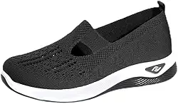 Tênis de caminhada feminino, leve, confortável, respirável, para viagem, treino, caminhada, cabedal de malha