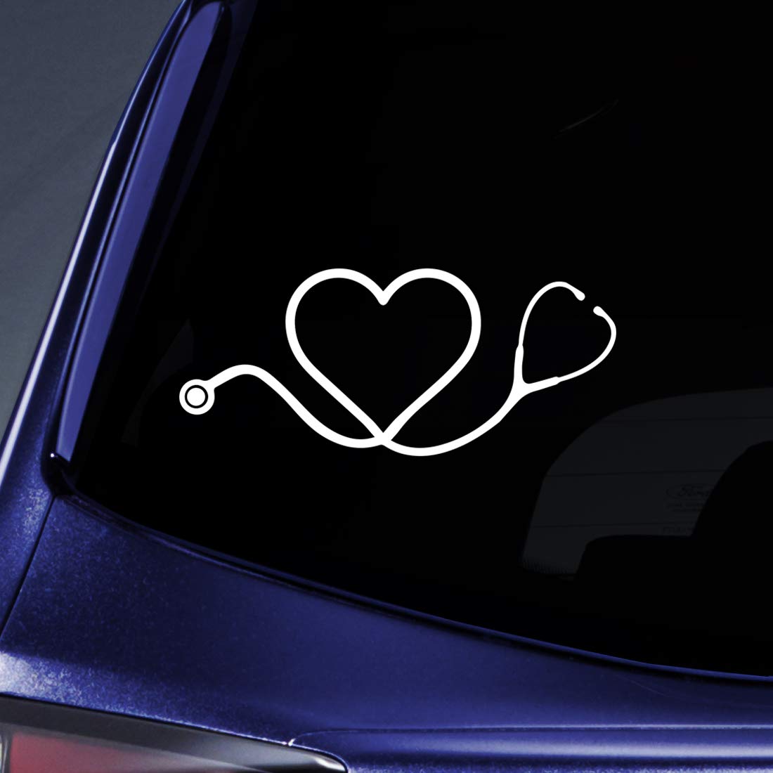 Bargain Max Decals Nurse Love Stethescope Sticker Decal Notebook Car Laptop 5.5" (White)