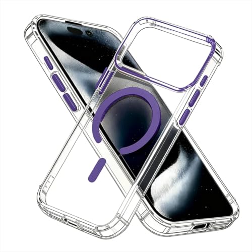 Protection magnétique iPhone 15 Pro violette fine et antichoc