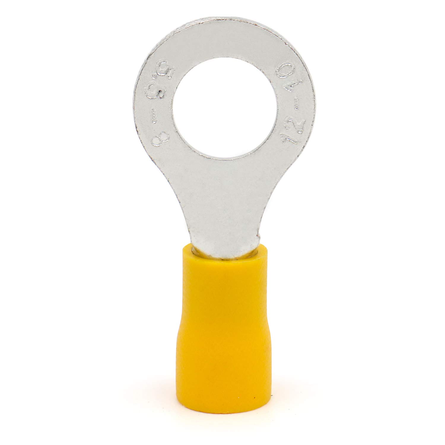 Heschen Zaciskarka pierścieniowa Złącza zaciskowe izolowane winylowe złącze elektryczne RV5,5-8 Rozmiar sztyftu 5/16" dla 4-6 mm² (12-10 AWG) Żółty 100 sztuk