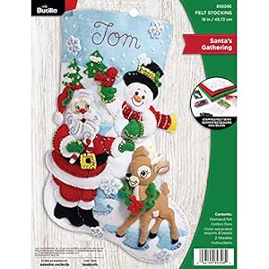 Bucilla santas gathering felt applique christmas stocking 18  urban country home decor