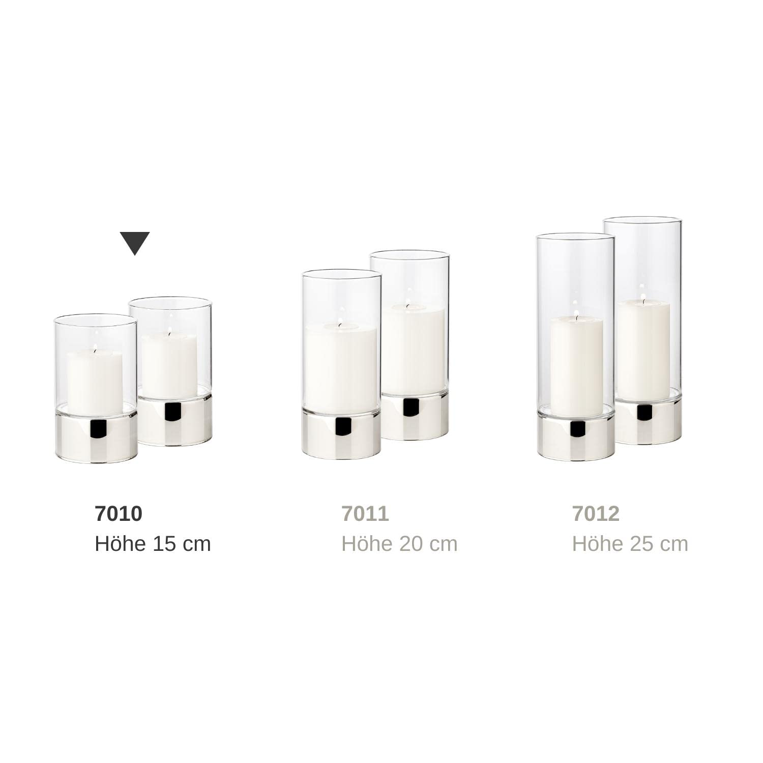 EDZARD set di 2 lanterne Granada (H 15 cm, ø 9 cm) in vetro monoblocco, base silver-look, indoor ed outdoor, per candele fino a ø 8 cm, ideale per la candela permanente Cornelius di Edzard