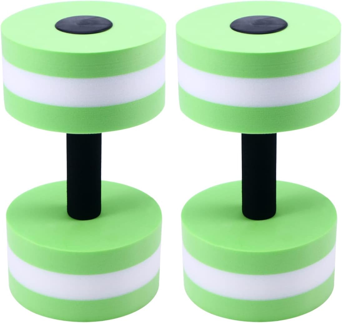 DOITOOL Aquatic Exercise Dumbbells Set of 2 Water Dumbbells for Water Aerobics, Lightweight Foam Dumbbell Pool Resistance Water Fitness Equipment for Loss (Green)