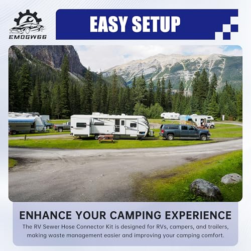 Image of RV and Camper Sewer Waste Plumbing Connection Kit for 3 inch PVC Pipe with Sewer Hose Fittings and Adapter