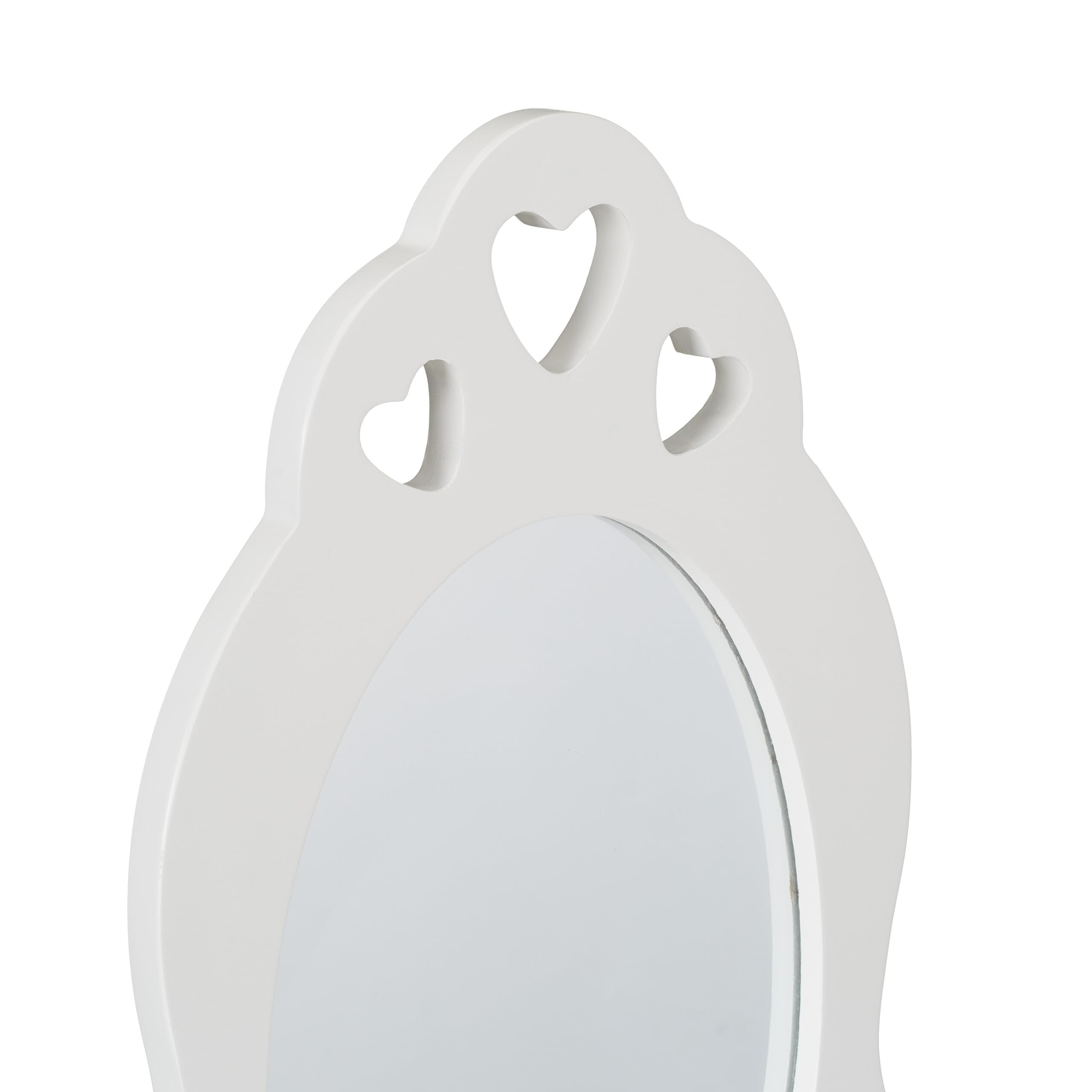 Relaxdays Toeletta Trucco Bambina, Tavolino con Specchio e Sgabello, HLP: 110 x 50 x 30 cm, a Partire dai 3 Anni, Bianco