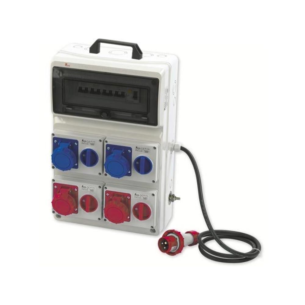 Quadro ASC portatile, 6KW 230V/18KW 400V, IP65, 2 prese 2P+T 16A e 2 prese 3P+T 16A, spina 3P+N+T 32A, magnetotermico, differenziale, emergenza, cavalletto - Rosi 2209C