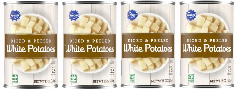 Canned Diced & Peeled White Potatoes (Pack Of 4 cans) 15 oz. Each Can.