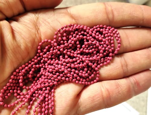 Image of GoSetGet! 12 mtr-LITE Maroon /Wine -1.5mm Metal Ball Chain for LIPPAN Art, Rangoli, Jewelry Making, Crafts, Decorative, Long Lasting Finish (12 Mtr MaroonLite)