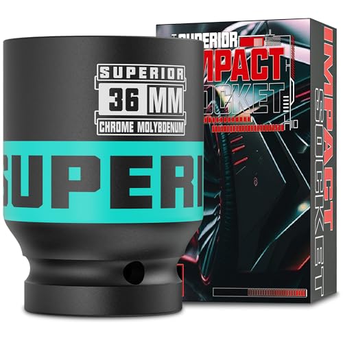 Image of 3 /4 inch Drive Impact Socket, 36 mm Deep Socket, Metric Axle Nut Socket, 6 Point, CR-MO, Automotive, Truck Maintenance, Heavy Equipment Repair
