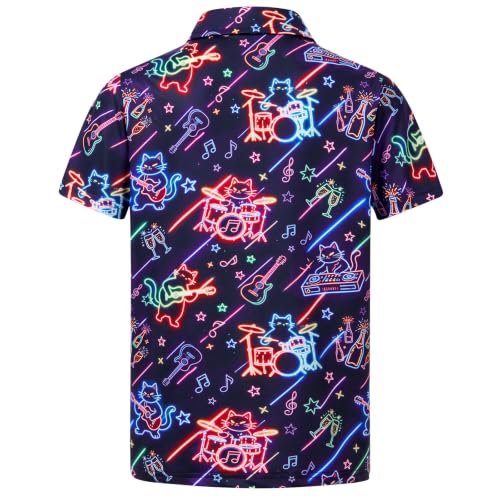 Cozople Boys Party Polo Shirt, Music Cat Graphic Top - image 1
