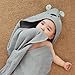 FIOBEE Hooded Baby Towels 100% Muslin Baby Bath Towels for Newborn with Animal Design Ultra-Soft and Absorbent Bath Essentials for Toddler, Unisex Girls Boys 30 x 30 inch, Gray Bear