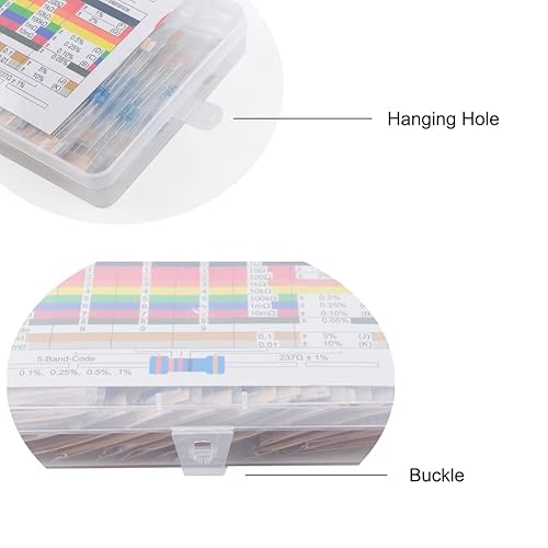 Miniatura 6 de Stemedu Juego surtido de resistencias de película metálica de 14 W, 600 unidadeslote, 1% resistencias surtidas, paquete de resistencia de 10 Ohm-1M