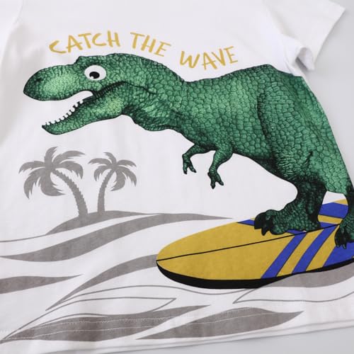 Image of Frogwill Toddler Boys Summer Clothes Hawaiian Jungle Animal Cotton T-Shirt and Poplin Short Outfit Set