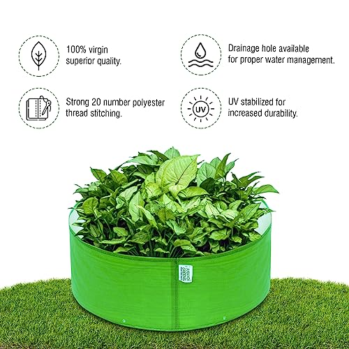 Image of Anandi Green's HDPE UV-Protected 260 GSM Round Green Colour Plant Bags Suitable for Terrace and Vegetable Gardening 18x9 INCH Pack of 3 Plant Bags.