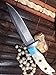 Perkin Handmade Damascus Steel Hunting Knife - Bone and Turquoise Handle -9 inches long