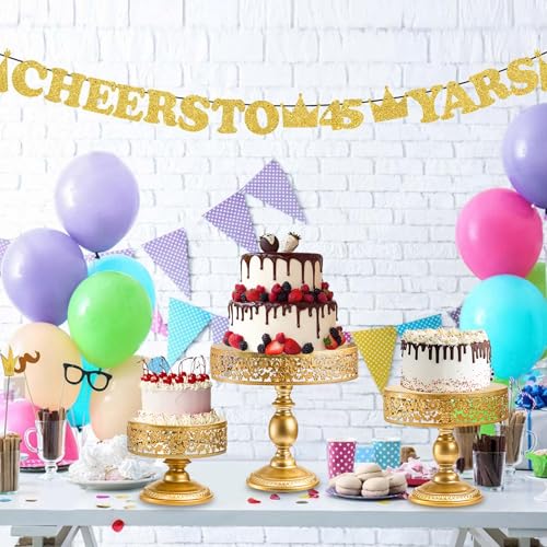 Jucoan 10 Pieces Gold Metal Cake Stand Set, Cupcake Holder Pastry Candy Fruits Serving Plate, Gold Dessert Table Stands and Trays Set for Wedding Birthday Baby Shower Bridal Shower Tea Party