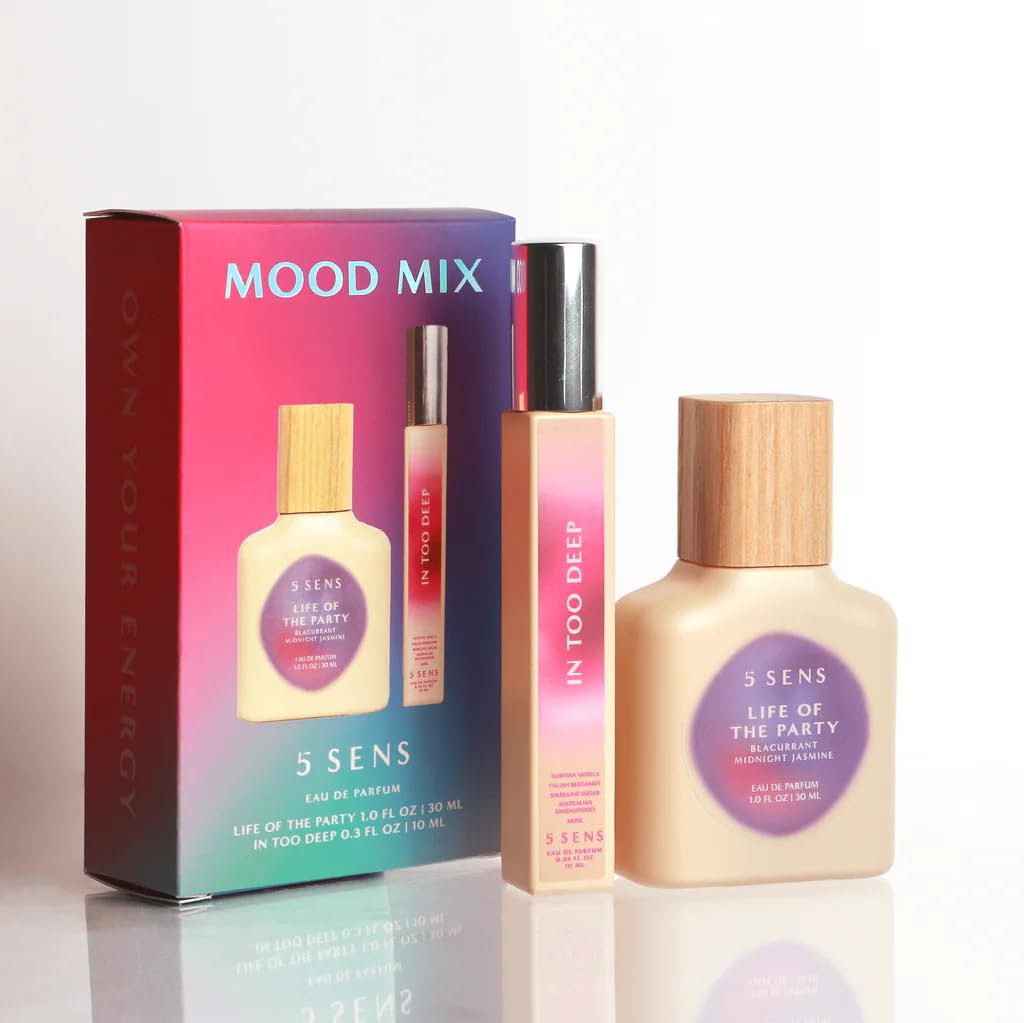 5 SENS Mood Mix Eau de Parfum Gift Set – Life of the Party (30ML) & In Too Deep (10ML) – Bold & Subtle Fragrance Duo for Men & Women – Travel Size