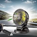Nircho 12V Electric Vehicle Cooling Fan - 360 Rotation, Portable, Silent, Plugs into Cigarette Lighter - For Car, Truck, SUV, RV, Boat