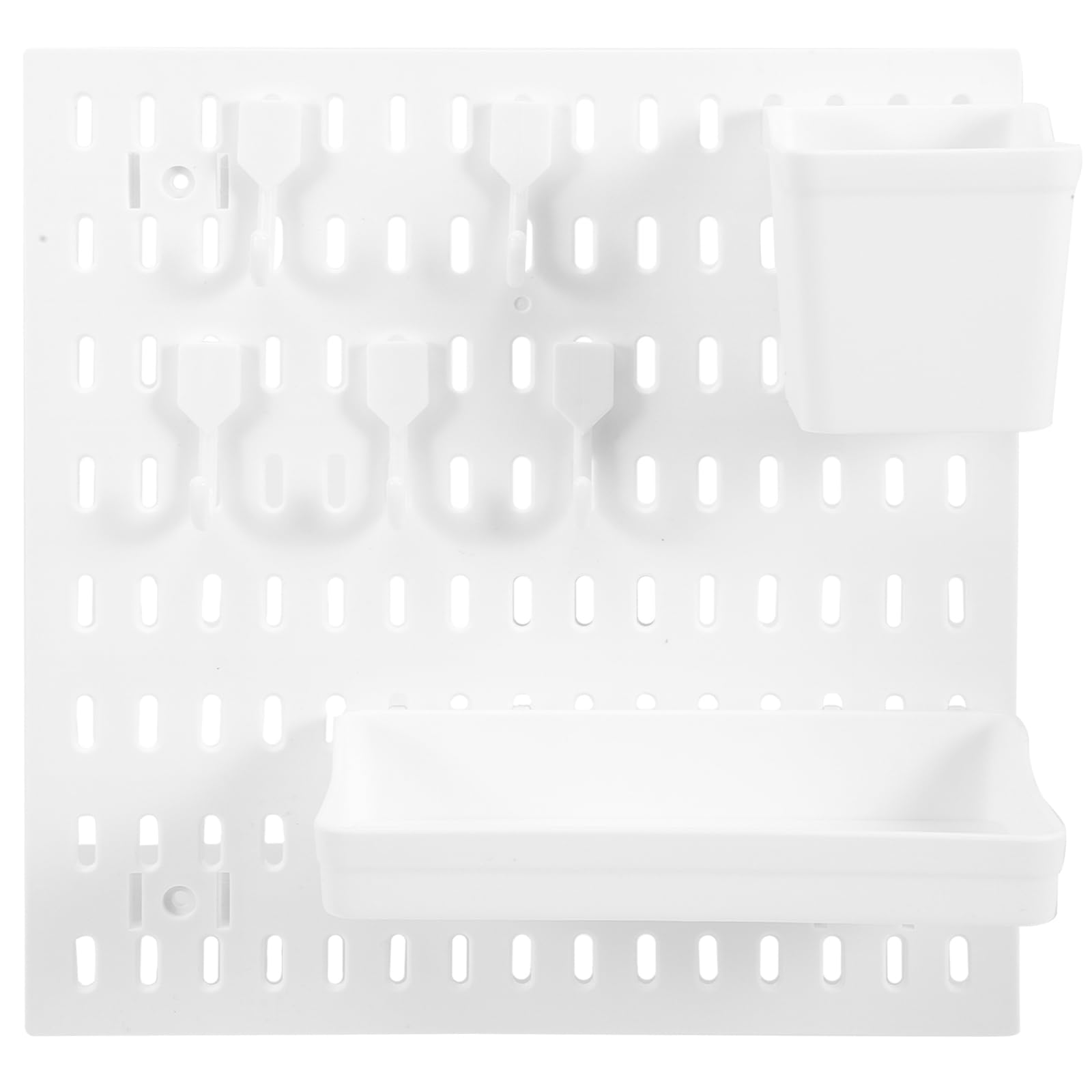Étagère murale perforée en plastique blanc pour une salle de bain zen