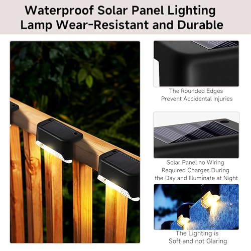Image of Waterproof Outdoor Solar Lights for Home Balcony Wall Light, Terrace Garden Decoration Solar Lamp Solar Powered Lights for Deck Stair Step Gate Boundary Fence (12, Standard)