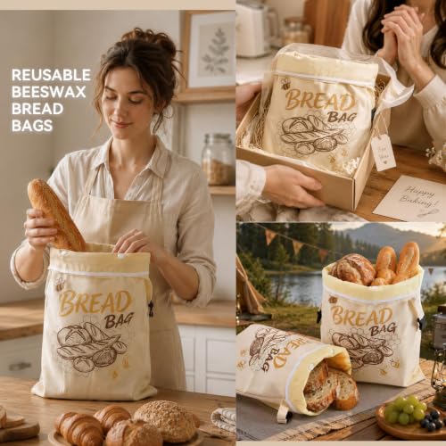 XL Beeswax Bread Bags for Sourdough, 2 Pack with Removable Liner - image 2