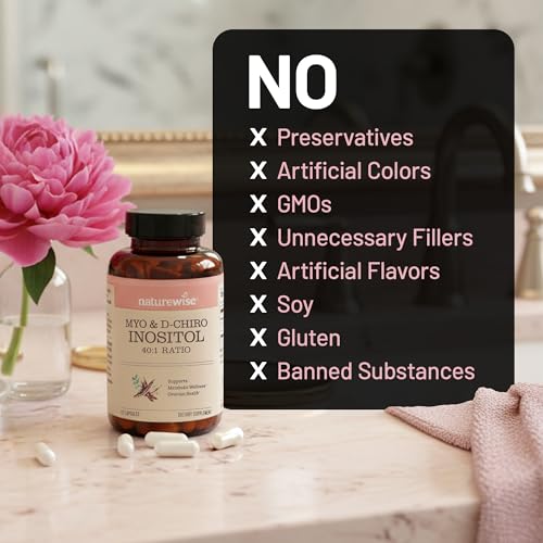 Image of NatureWise Myo-Inositol & D-Chiro Inositol Supplement for Women - Fertility Supplements for Women - Ideal 40:1 Ratio - Myo Inositol 2000mg - Non-GMO, Vegan, USA Manufactured - [30-Day Supply]