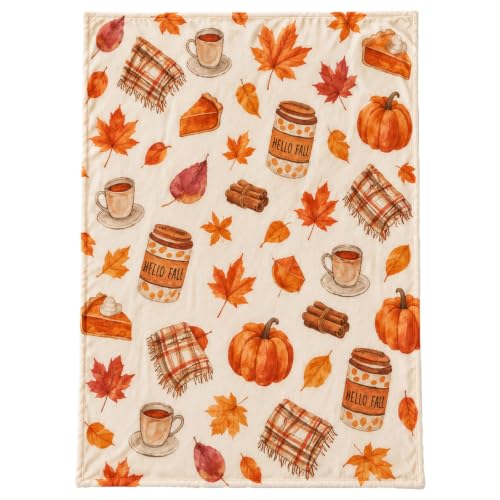 39x59in Flannel Fall Throw Blanket Printed Pumpkin Cake Leaf, Thanksgiving - image 3