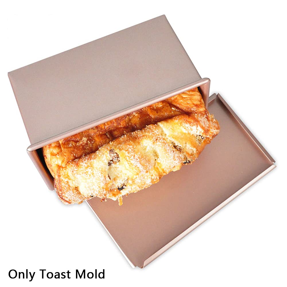 Set Di 2 Stampi Per Pane Con Coperchio E 3 Spatole – Oro Rosa, Antiaderente, In Acciaio Al Carbonio (20,8x12,1x12,2 Cm)