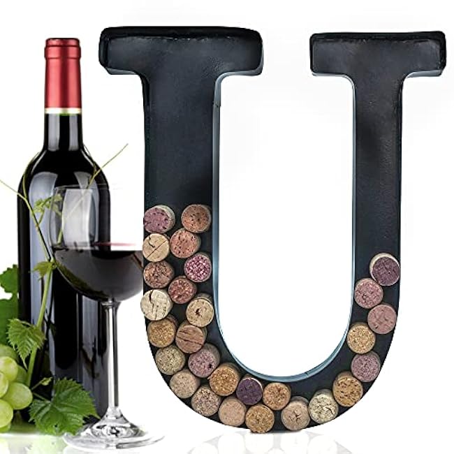Made Easy Kit Metal Letter Wine Cork Keepsake Saver & Holder Monogram w/Free Wall Mount Kit A-Z (Letter L)