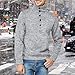 Mens Quarter Button Pullover Sweater Casual Slim Fit Mock Neck Polo Sweaters Lightweight Fleece Winter Warm Knitted Thermal Sweatshirt Fashion Fall Long Sleeve Workout Shirt Grey