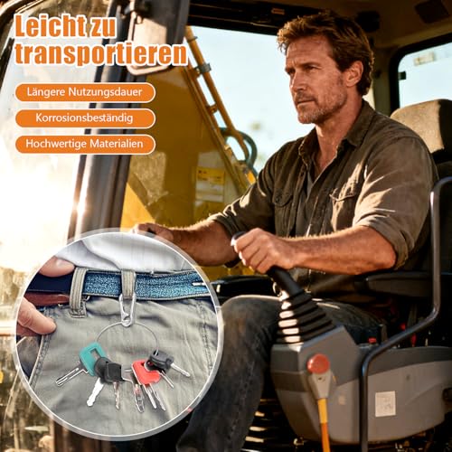 Baumaschinen Schlüssel Set 42Stk Bagger Schlüssel Kit Ersatz Zündschlüssel für Cat, Komatsu, Kubota, Hitachi, Takeuchi, Raupe, Kobelco, Volvo, Bobcat (42)