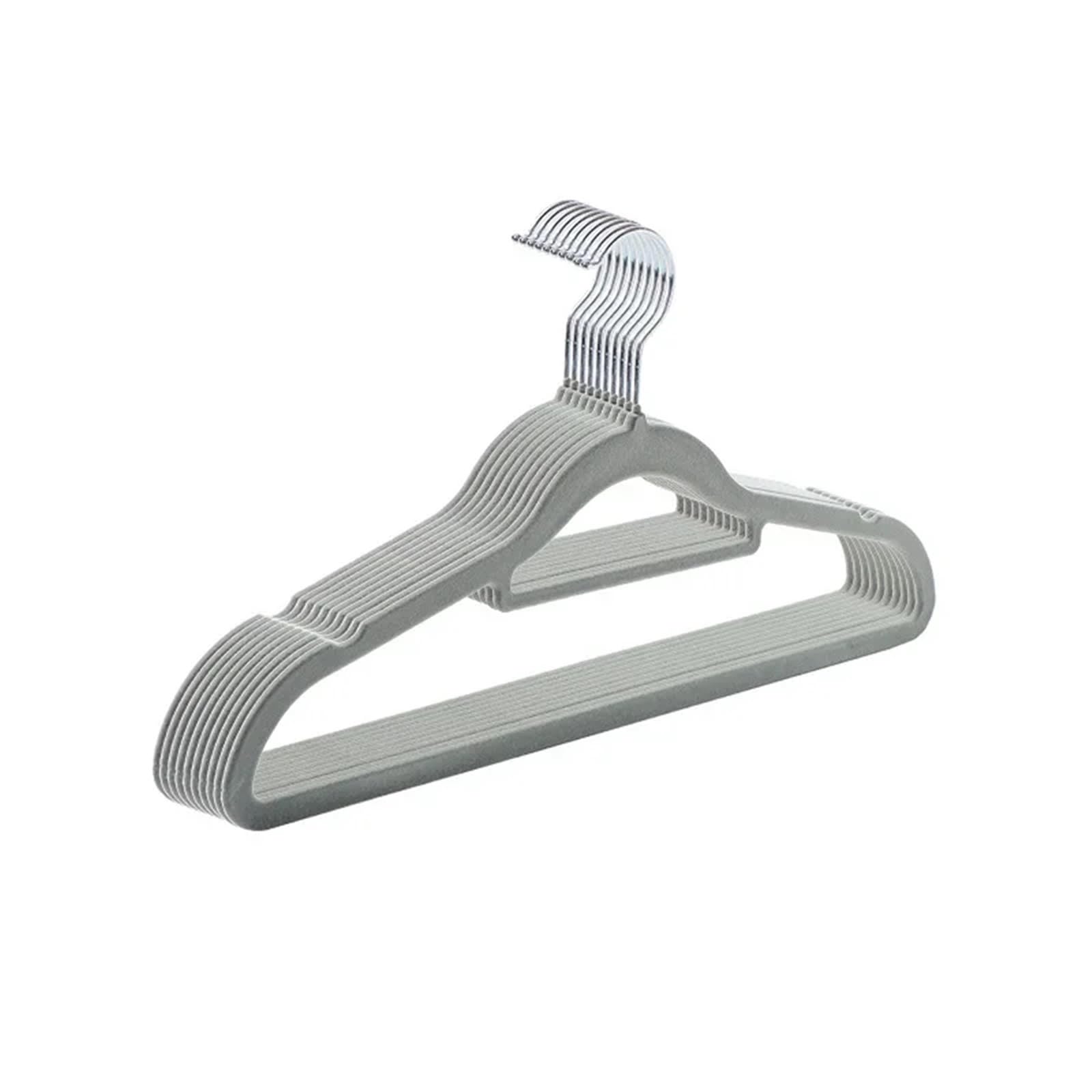 10/20Pcs Velvet Clothes Hangers Non-Slip Flocked Felt Solid Saving Closet Space(Grey,20PCS)