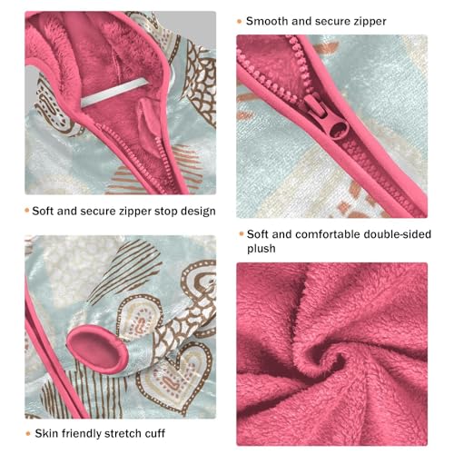 OTVEE Valentine Blue Brown Love Heart Kids Hoodie Jacket Fall Spring Full Zip Warm Outwear Coat3