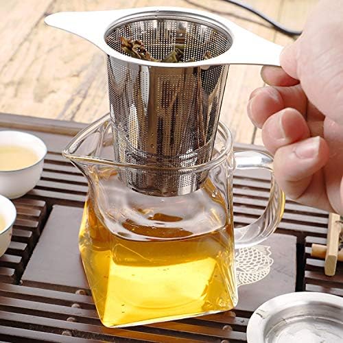 NEPAK 18/8 Stainless Steel Tea Infuser Mesh Strainer 2 Pack Upgraded with Large Capacity Double Handles for Hanging on Teapots, Mugs, Cups to steep Loose Leaf Tea and Coffee