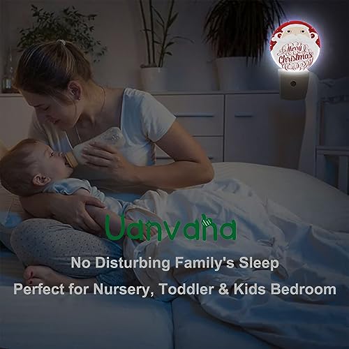 Image of Merry Christmas Decorative Night Light Cartoon Santa Claus Long Beard Snowflakes Plug-in Nightlight Energy Saving 0.5W LED Lighting for Boys Girls Men Women