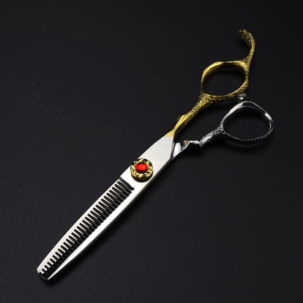 Hair Cutting Scissors, 6inch Professional 440c Upscale Scissor Snake Cut Barber Haircut thinning Shears Hairdresser(Thinning)