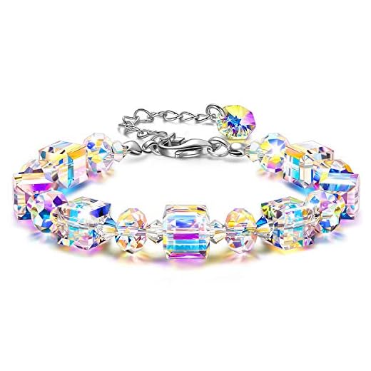 Susan Y Pulsera Mujer Auroras boreales Cristales de Swarovski una pequeña Novela Pulsera de Mujer con Joyas para niñas Navidad San Valentín Aniversario