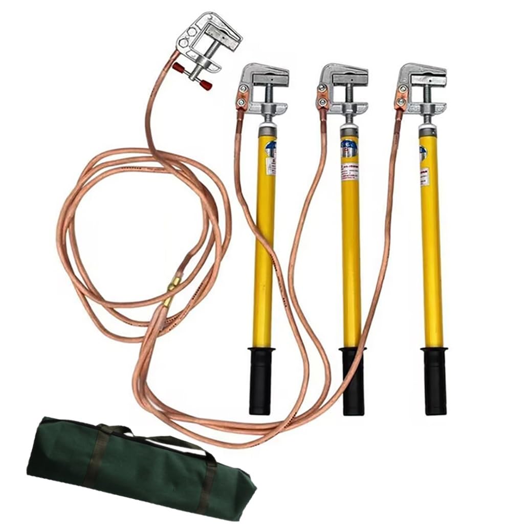 Puesta a tierra de alta tensión, 0.5/1M Alto Voltaje 10 KV con Mango Antideslizante, 25 Alambre de Cobre Blando Transparente Cuadrado for Subestaciones(Yellow,0.5m)