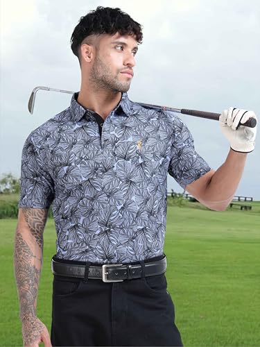 Image of STELLERS Men's Printed Polo T-Shirt | Regular Fit| Feather Touch Feel | Odour Resistant | Wrinkle Free | Stretchable | Anti-Static