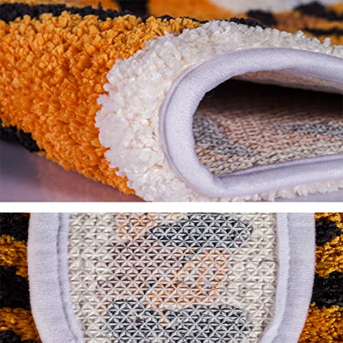 Tiger Shaped Rug Cute Cartoon Bath Mat For Bathroom Rugs And Mat Animal Printed Decor Carpet Playmat Non-Slip Mat Absorbent Bathtub Rug Washable (Orange，22.5X34.5 In) #TOP3